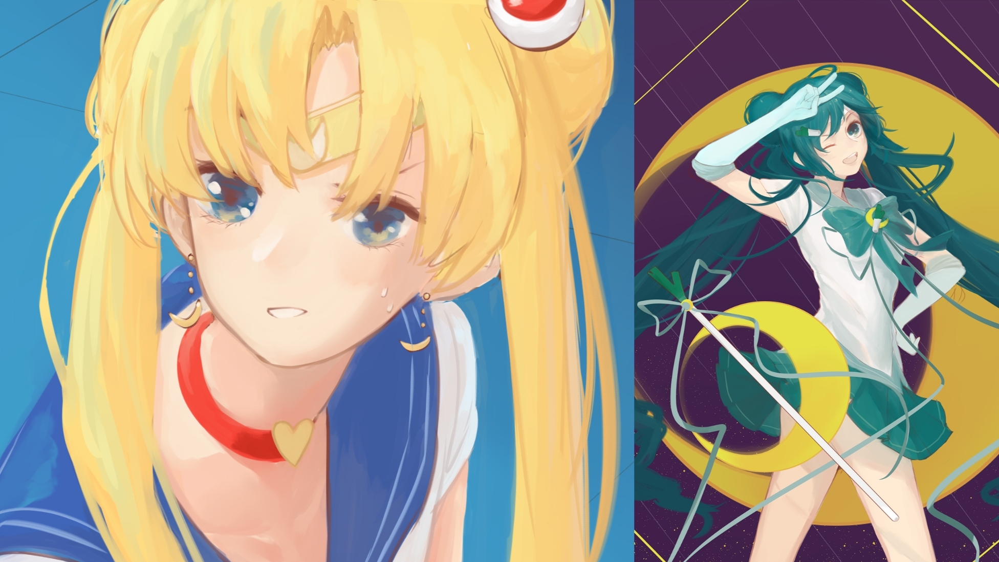【无营养绘画过程】miku×月野兔的美少女梦幻联动